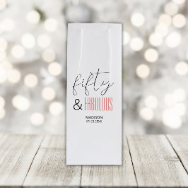 50 und Fabulous Custom 50. Geburtstag Modernes Skr Geschenktüte Für Weinflaschen