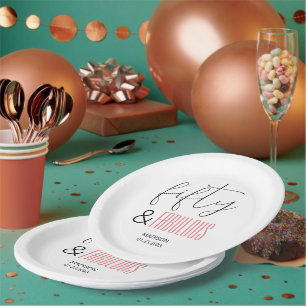 50 und Fabulous Custom 50. Geburtstag Modernes Skr Pappteller