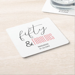 50 und Fabulous Custom 50. Geburtstag Modernes Skr Rechteckiger Pappuntersetzer