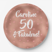 50 und Fabulous Custom Birthday Pappteller (Vorderseite)