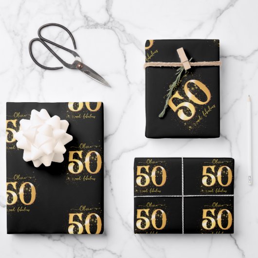 50 und Fabulous Custom Wrapping Paper Geschenkpapier Set (Vorderseite)