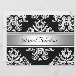 50 und Fabulous Damask Geburtstagsparty Einladung