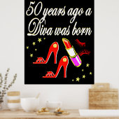 50 UND FABULOUS DIVA-DESIGN POSTER (Küche)