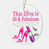 50 UND FABULOUS DIVA KERAMIKORNAMENT (Links)