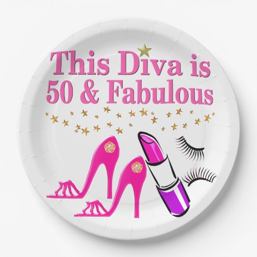 50 UND FABULOUS DIVA PAPPTELLER (Vorderseite)