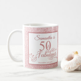 50 und Fabulous Elegant Rose Glitzer Kaffeetasse