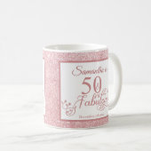 50 und Fabulous Elegant Rose Glitzer Kaffeetasse (VorderseiteRechts)