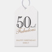 50 und fabulous Elegant Script 50. Geburtstag Geschenkanhänger (Vorderseite)