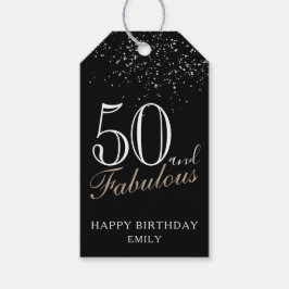 50 und Fabulous Elegant Script Black 50. Geburtsta Geschenkanhänger