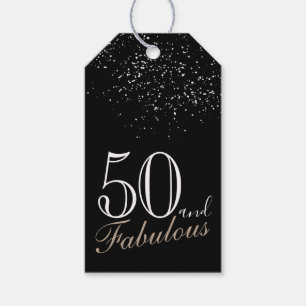 50 und Fabulous Elegant Script Black 50. Geburtsta Geschenkanhänger