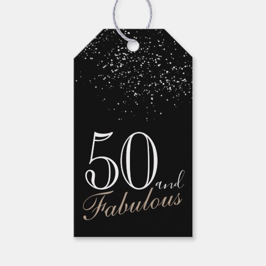 50 und Fabulous Elegant Script Black 50. Geburtsta Geschenkanhänger (Vorderseite)