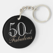 50 und Fabulous Elegant Script Black 50. Geburtsta Schlüsselanhänger (Rückseite)