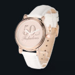 50 und Fabulous Elegant Script Frau 50. Geburtstag Armbanduhr<br><div class="desc">50 und fabelhafte Elegant Script Frau 50. Geburtstagsschau. Das perfekte Geschenk für eine Frau,  die den 50. Geburtstag feiert.</div>