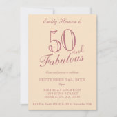 50 und Fabulous Elegant Script Geburtstag Einladung (Vorderseite)