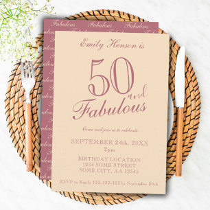 50 und Fabulous Elegant Script Geburtstag Einladung
