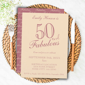 50 und Fabulous Elegant Script Geburtstag Einladung
