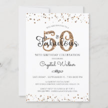 50 UND FABULOUS Elegantes Script Black Gold Confet