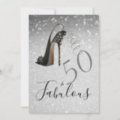 50 und Fabulous Fiftieth Elegant Glitzer Silver Einladung (Vorderseite)