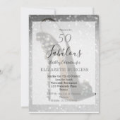 50 und Fabulous Fiftieth Elegant Glitzer Silver Einladung (Rückseite)
