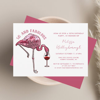50 und Fabulous Flamingo 50. Geburtstagsparty Einladung