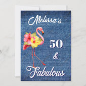 50 und Fabulous Flamingo Birthday Tropical Einladung (Vorderseite)