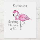 50 und Fabulous Flamingo Custom Weinetikett (Einzelnes Label)