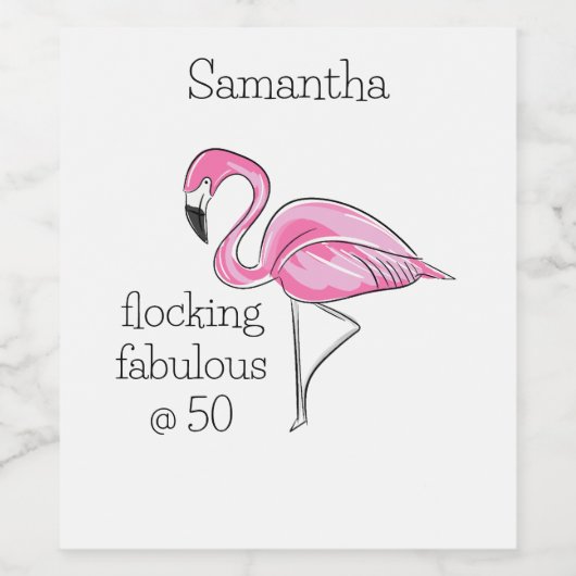 50 und Fabulous Flamingo Custom Weinetikett (Einzelnes Label)