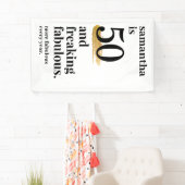 50 und fabulous Funny Modern Bday Party Banner (Insitu)