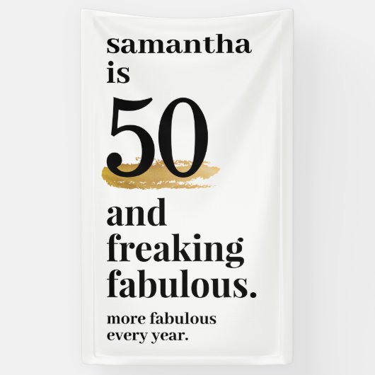 50 und fabulous Funny Modern Bday Party Banner (Vertikal)