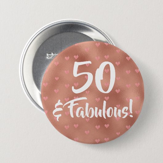 50 und Fabulous Geburtstag Button (Vorne & Hinten)