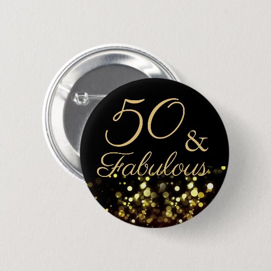 50 und Fabulous Geburtstag Button (Vorne & Hinten)