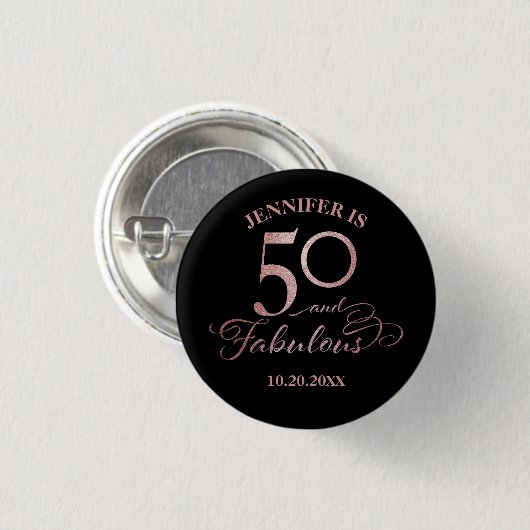 50 und Fabulous Geburtstag Button (Vorne & Hinten)