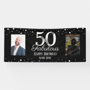 50 und Fabulous Geburtstag Confetti Foto Banner