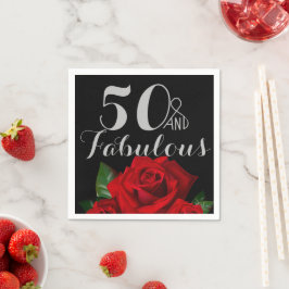 50 und Fabulous Geburtstag mit Rote Rosen Serviette