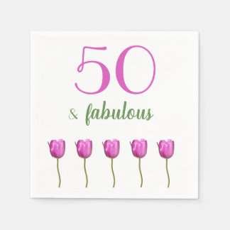 50 und Fabulous Geburtstag Napkin | Magenta Tulip Serviette