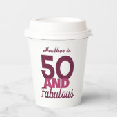 50 und Fabulous Geburtstag Pappbecher (Vorderseite)