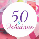 50 und fabulous Geburtstag Pink Blue Lila Runder Pappuntersetzer<br><div class="desc">Planen Sie eine 50 & fabelhafte Geburtstagsfeier zum Thema Geburtstagsfeier für die Geburtstagsfrau? Dieser Untersetzer sagt 50 & Fabulous in Rosa,  Blau und lila.</div>