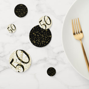 50 und Fabulous Geburtstag Script schwarz/Gold Spa Konfetti