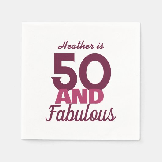 50 und Fabulous Geburtstag Serviette (Vorderseite)