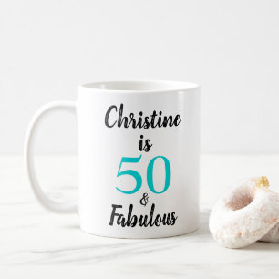 50 und Fabulous Geburtstag Türkis Schwarz-weiß Kaffeetasse