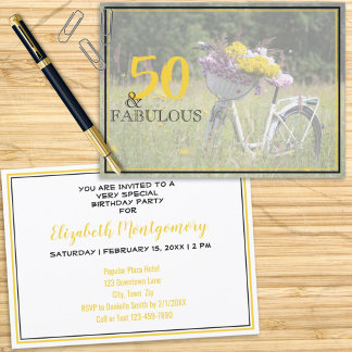 50 und fabulous Geburtstag Vintage Girly-Blume Einladung