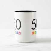 50 und Fabulous Geburtstag Zweifarbige Tasse (Mittel)