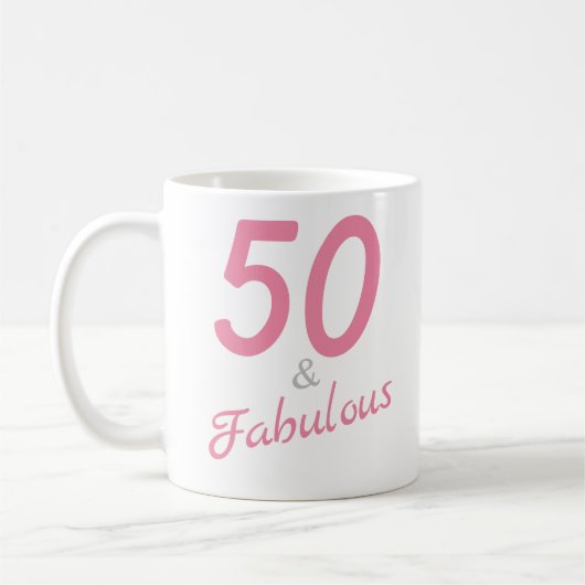 50 und fabulous Geburtstags-Tasse Kaffeetasse (Links)