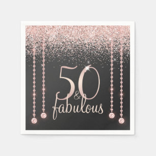 50 und Fabulous Girly Rose Gold Glitzer Diamond Serviette