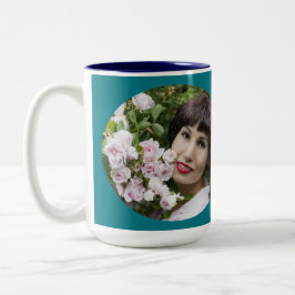 50 und fabulous Gold Aquamarin Blue Foto Name Zweifarbige Tasse