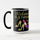 50 UND FABULOUS GOLD DIVA PERSONALISIERTE MUG TASSE (Links)