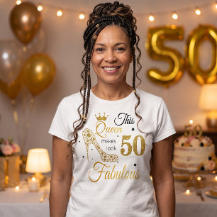 50 und Fabulous Gold Glitter T-Shirt