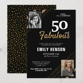 50 und fabulous Gold Glitzer 2 Foto 50. Geburtstag Einladung