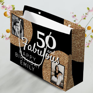 50 und fabulous Gold Glitzer 2 Foto 50. Geburtstag Große Geschenktüte