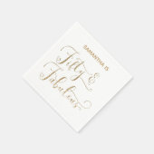50 und Fabulous Gold Glitzer Calligraphy White Serviette (Ecke)